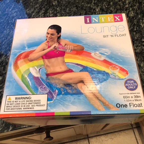 Intex Sit ‘N Float NWT Pool Lounger IN BOX Rainbow Float RARE Intex - Picture 2 of 5